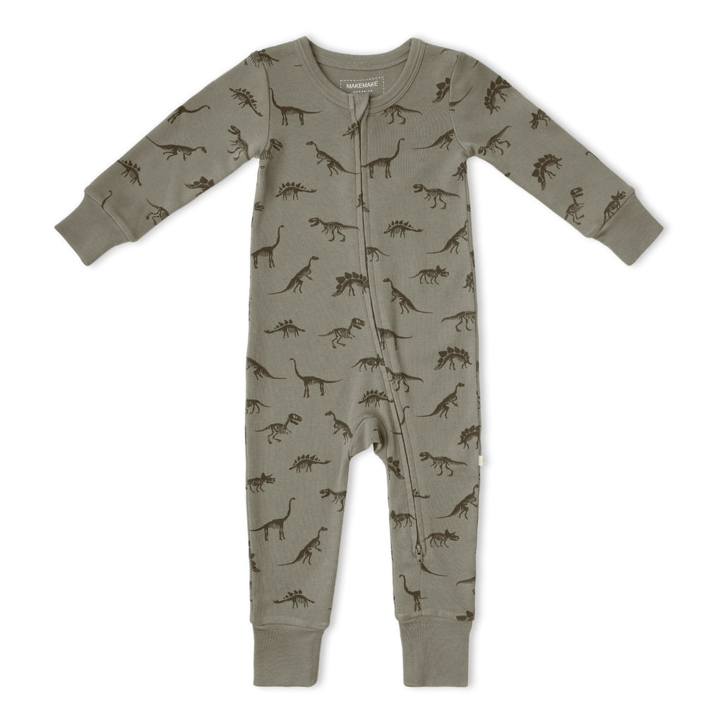 Organic Cotton 2-Way Zip Romper - Dinos