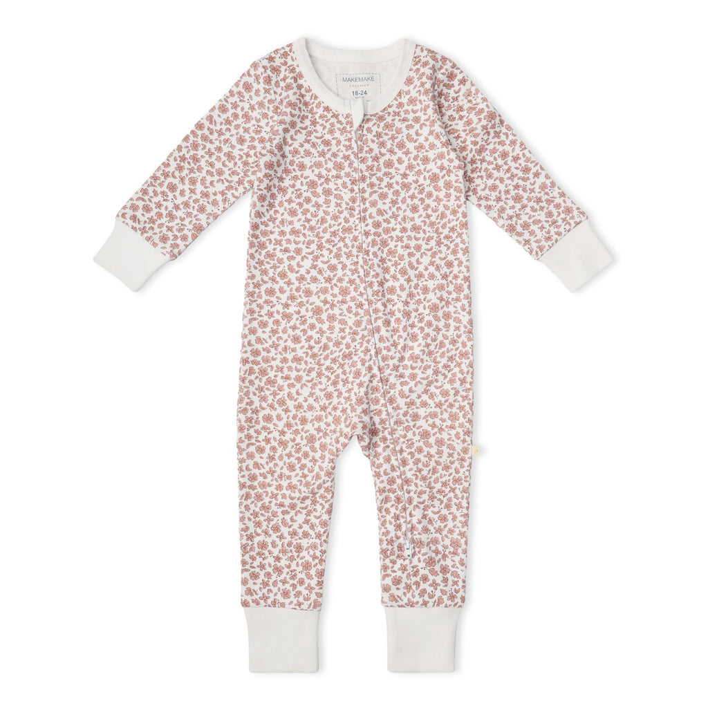 Organic Cotton 2-Way Zip Romper - Wild Petal