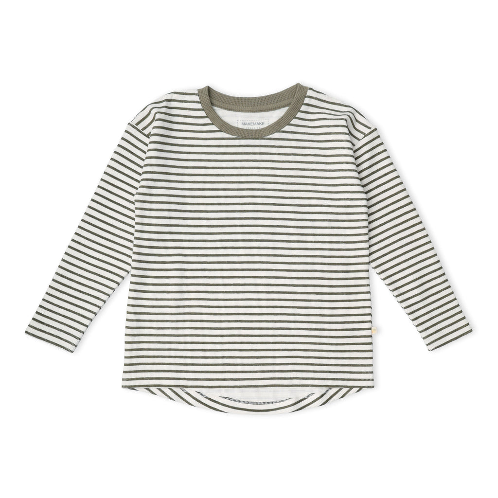 Organic Cotton Tee & Cuffed Pants Set - Olive Stripes