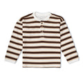 Organic Cotton Henley Tee - Cocoa Stripe