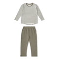 Organic Cotton Tee & Cuffed Pants Set - Olive Stripes