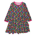 Organic Cotton Long Sleeve Skater Dress - Flower Print