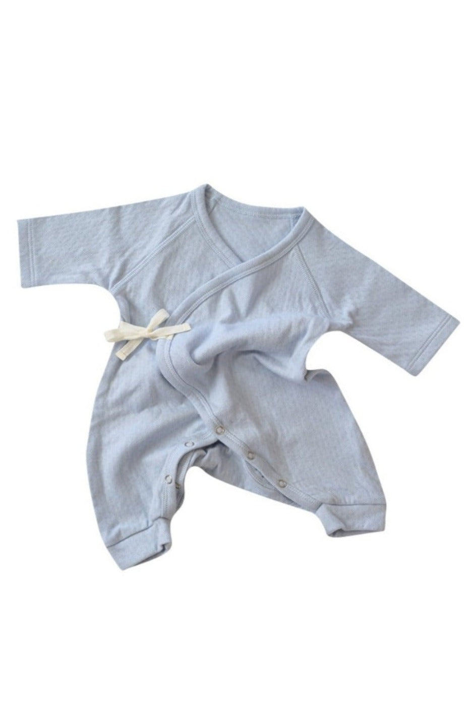 Organic Cotton Pointelle Kimono Onesie - Soft Blue