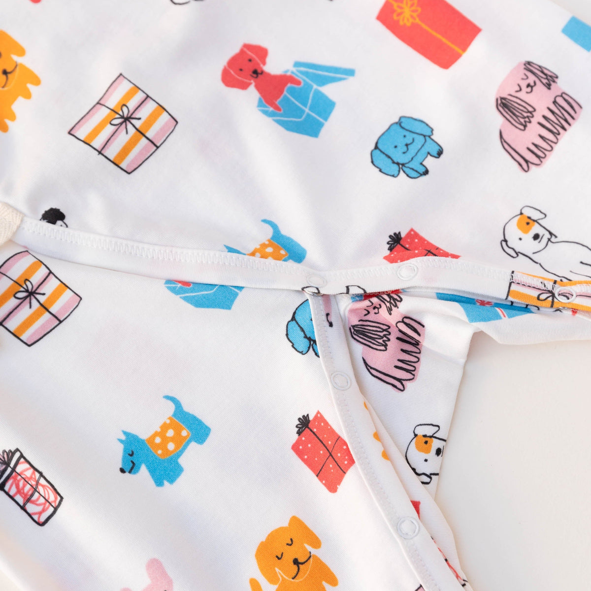 Organic Cotton Kimono Onesie - Puppy Party