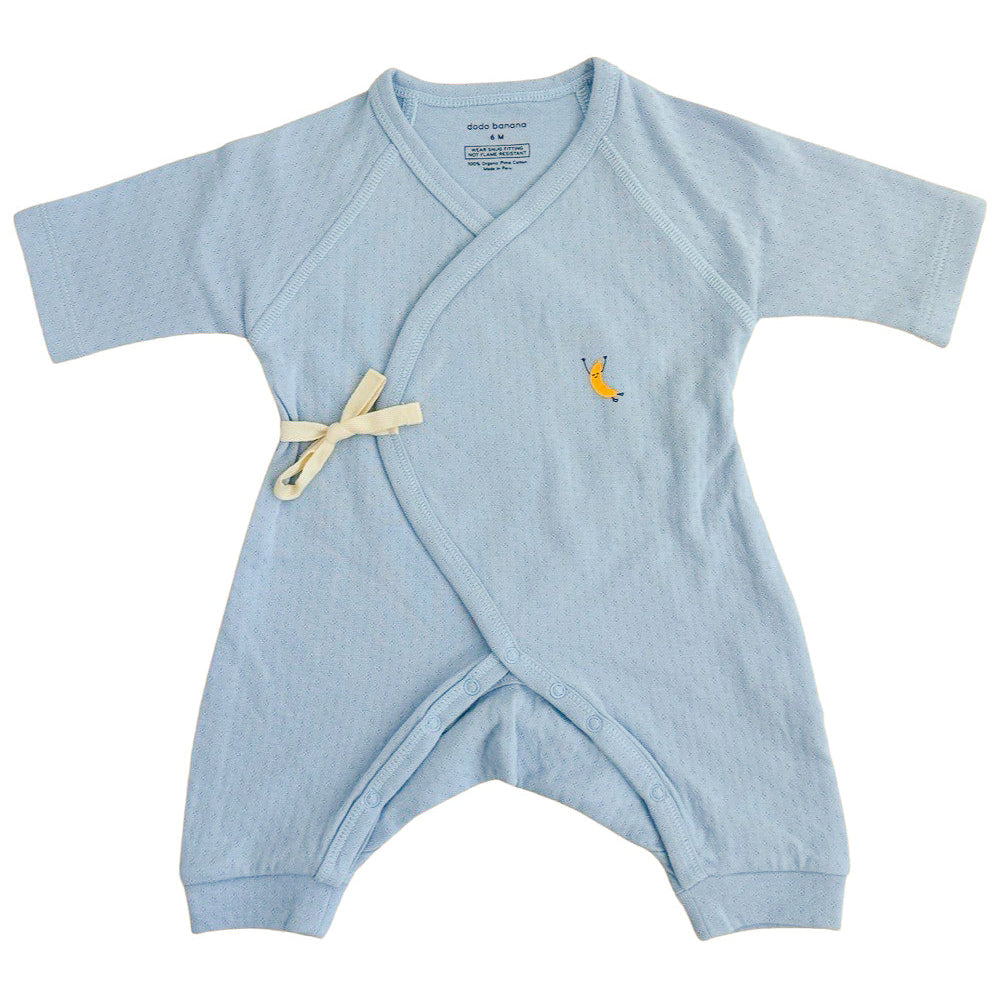 Organic Cotton Pointelle Kimono Onesie - Soft Blue
