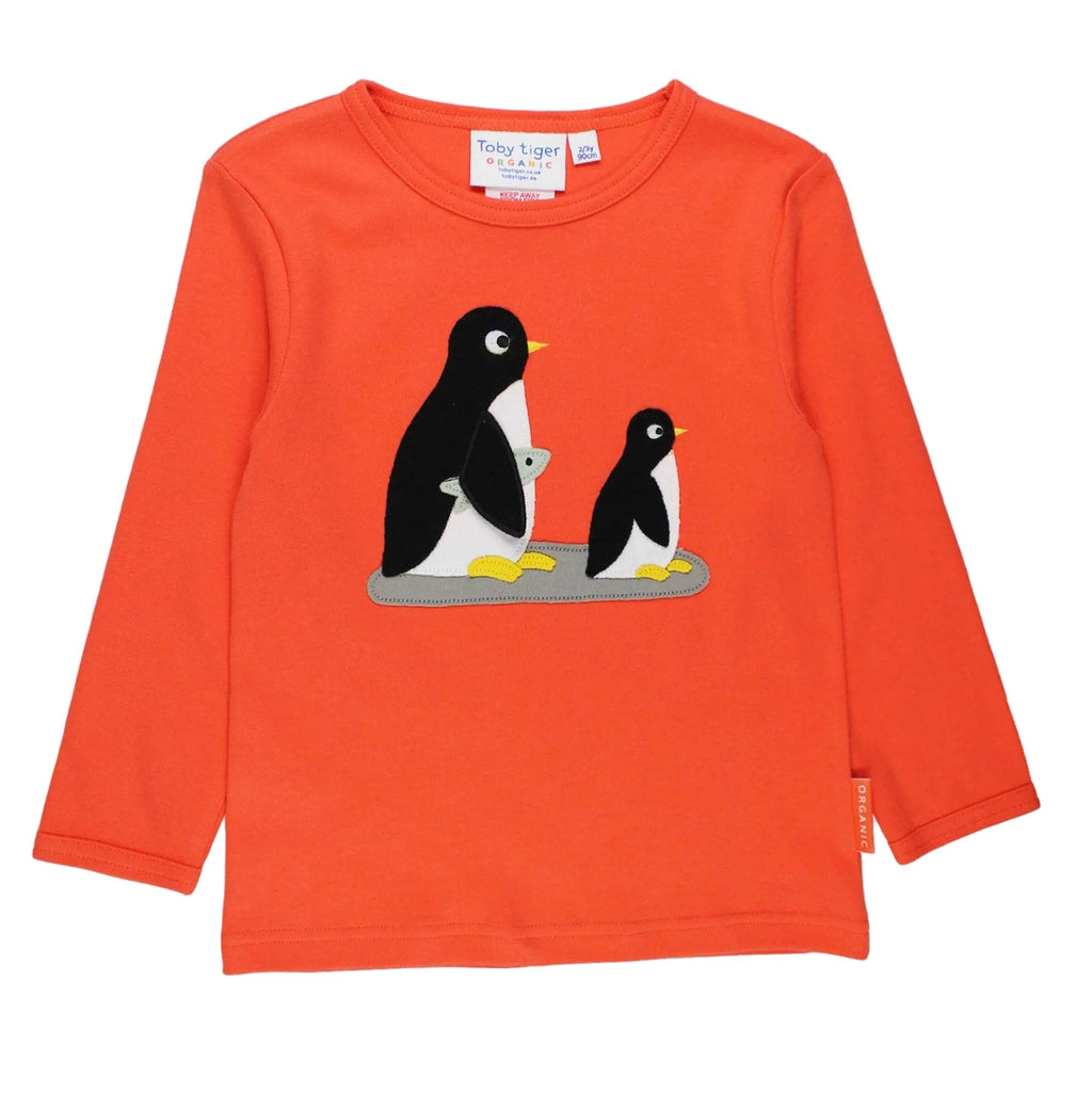 Organic Cotton Long Sleeve T-Shirt - Penguin Appliqué