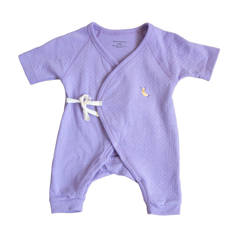 Organic Cotton Pointelle Kimono Onesie - Lilac